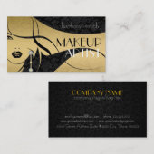 ブラック&金ゴールドフローラダマスク – メイクアップアーティスト 名刺 (正面/裏面)