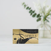 ブラック&金ゴールドフローラダマスク – メイクアップアーティスト 名刺 (スタンド正面)