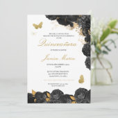 ブラック&金ゴールドフローラバタフライキンセエレガントーニェラ 招待状 (スタンド正面)