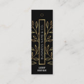 ブラック&金ゴールドフローラブティックアパレルプライスラベル スキニー名刺 (正面)