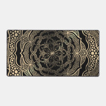 ブラック&金ゴールドフローラマンダラビューティフルスタイリッシュシック