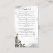 ブラック&金ゴールドフローラ大理石葬儀祈りの言葉 名刺 (裏面)