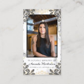 ブラック&金ゴールドフローラ大理石葬儀祈りの言葉 名刺 (正面)