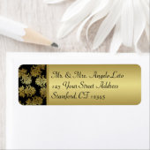 ブラック、金ゴールドフローラ差出人住所ラベル ラベル (インサイチュ)