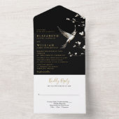 ブラック&金ゴールドフローラ庭園の結婚式 オールインワン招待状 (内側)