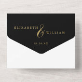 ブラック&金ゴールドフローラ庭園の結婚式 オールインワン招待状 (裏面)