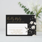 ブラック&金ゴールドフローラ庭園の結婚式 出欠カード (スタンド正面)