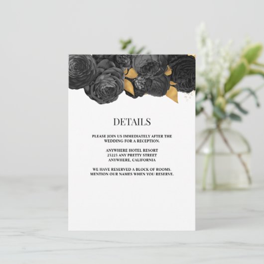 ブラック/金ゴールドフローラ結婚の詳細エンクロージャカード エンクロージャーカード (スタンド正面)