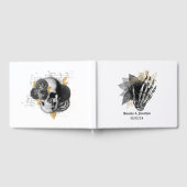 ブラック&金ゴールドフローラ結婚ゴシックのゲストブック ゲストブック (全面)