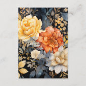 ブラック&金ゴールドフローラ結婚ズゲスト詳細 エンクロージャーカード (裏面)