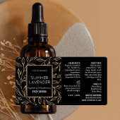 ブラック&金ゴールドフローラ1 OZコスメティックボトルラベル ラベル