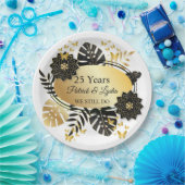 ブラック&金ゴールドフローラ25周年記念 – 私たちはまだ行う ペーパープレート (パーティー)