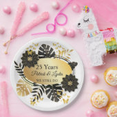 ブラック&金ゴールドフローラ25周年記念 – 私たちはまだ行う ペーパープレート (パーティー)