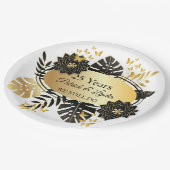 ブラック&金ゴールドフローラ25周年記念 – 私たちはまだ行う ペーパープレート (アングル)