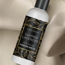 ブラック&金ゴールドフローラ4 OZコスメティックボトルラベル