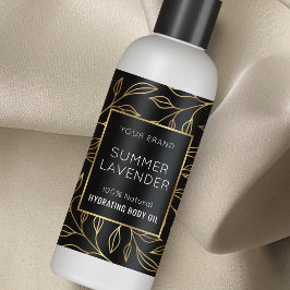 ブラック&金ゴールドフローラ4 OZコスメティックボトルラベル 長方形シール