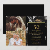 ブラック&金ゴールドフローラ50周年記念写真2 招待状 (正面/裏面)