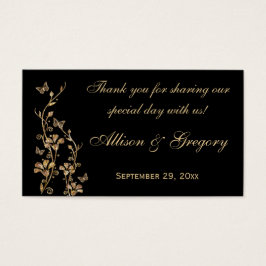 ブラック、金ゴールドフローラ、蝶結婚式の引き出物ラベル