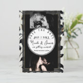 ブラック&金ゴールドフローラGreigeウェディング日付を保存 (スタンド正面)