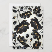 ブラック&金ゴールドフローラGreigeウェディング日付を保存 (裏面)