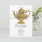 ブラック&金ゴールドブライダルシャワーティーパーティー 招待状 (スタンド正面)