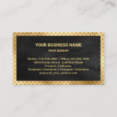 ブラック&金ゴールドブルガンディーケーキペストリーシェフベーカリー 名刺 (裏面)