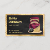 ブラック&金ゴールドブルガンディーケーキペストリーシェフベーカリー 名刺 (正面)