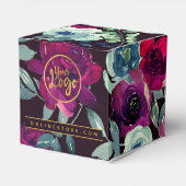 ブラック&金ゴールドブルガンディーブルーフローラブランド製品 フェイバーボックス (裏面サイド)