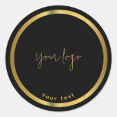 ブラック&金ゴールドプレミアムチョコレートビジネスステッカー ラウンドシール (正面)