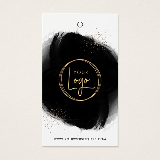 ブラック&金ゴールドヘアエクステンションブティックつるラベル (正面)