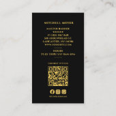 ブラック&金ゴールドヘアクリッパーバーバーショップビジネスカード 名刺 (裏面)