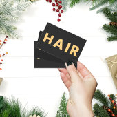 ブラック&金ゴールドヘアスタイルモダンリストエレガント、QRコード 名刺