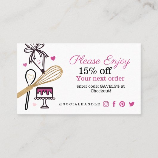 ブラック&金ゴールドベーキング&料理器ありがとう 名刺 (裏面)