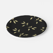 ブラック&金ゴールドペタルラグジュアーステッドダイニング ペーパープレート (アングル)