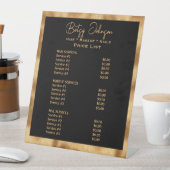 ブラック&金ゴールドホイフェイクル美しいサロン価格表 台座サイン (インサイチュ)