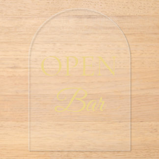 ブラック&金ゴールドホイルフェイクアーチアクリルオープンバーサイン アクリル招待状