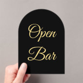 ブラック&金ゴールドホイルフェイクアーチアクリルオープンバーサイン アクリル招待状 (インサイチュ (ポータブル))