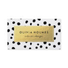 ブラック&金ゴールドホイルフェイクドットパターン名刺