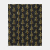 ブラック&金ゴールドホリデーツリー フリースブランケット (正面)
