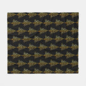 ブラック&金ゴールドホリデーツリー フリースブランケット (正面(横))