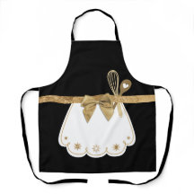 ブラック&金ゴールドホワイトフェイクエプロンベーキングウィスク&スプーン