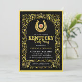 ブラック&金ゴールドホースレースダービーパーティの招待状 招待状 (スタンド正面)