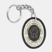 ブラック&金ゴールドホーム – 不動産仲介業者カスタム キーホルダー (正面左)