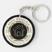 ブラック&金ゴールドホーム – 不動産仲介業者カスタム キーホルダー (裏面)