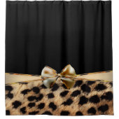 ブラック&金ゴールドボウヒョウcheetahアニマルプリント シャワーカーテン (正面)