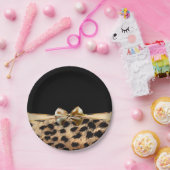 ブラック&金ゴールドボウヒョウcheetahアニマルプリント ペーパープレート (パーティー)