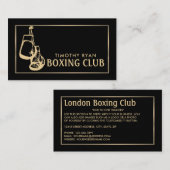 ブラック&金ゴールドボクシンググローブ、ボクサー、ボクシングトレーナー 名刺 (正面/裏面)