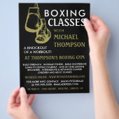 ブラック&金ゴールドボクシンググローブ、ボクシングクラス広告 チラシ (手)