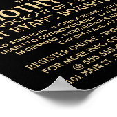 ブラック&金ゴールドボクシンググローブ、ボクシングクラス広告 ポスター (角)