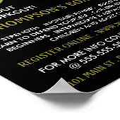 ブラック&金ゴールドボクシンググローブ、ボクシングクラス広告 ポスター (角)